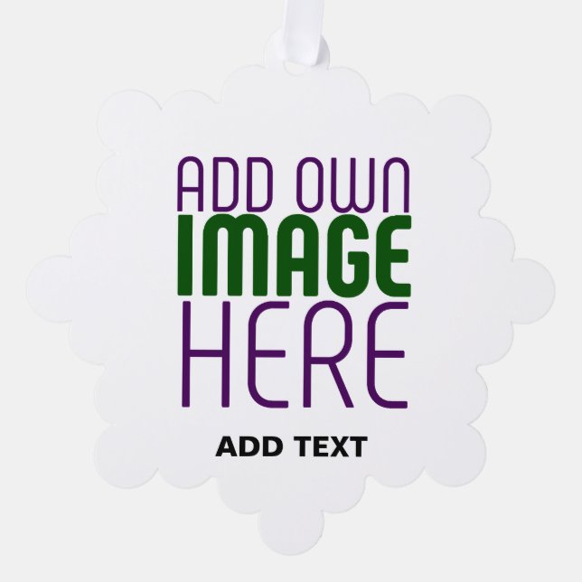 MODERN EDITABLE SIMPLE WHITE IMAGE TEXT TEMPLATE TREE DECORATION CARD (Front)