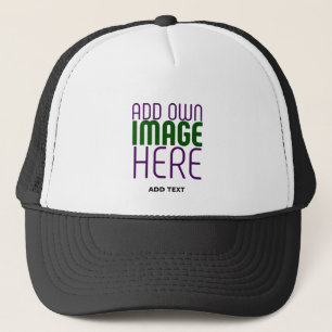MODERN EDITABLE SIMPLE WHITE IMAGE TEXT TEMPLATE TRUCKER HAT