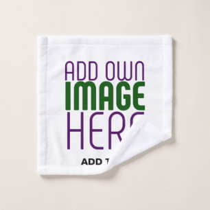 MODERN EDITABLE SIMPLE WHITE IMAGE TEXT TEMPLATE WASH CLOTH