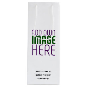 MODERN EDITABLE SIMPLE WHITE IMAGE TEXT TEMPLATE WINE GIFT BAG