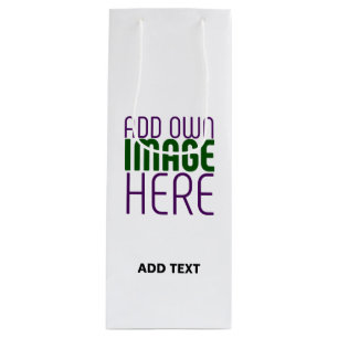 MODERN EDITABLE SIMPLE WHITE IMAGE TEXT TEMPLATE WINE GIFT BAG