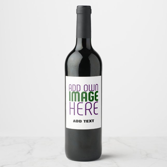 MODERN EDITABLE SIMPLE WHITE IMAGE TEXT TEMPLATE WINE LABEL (Front)