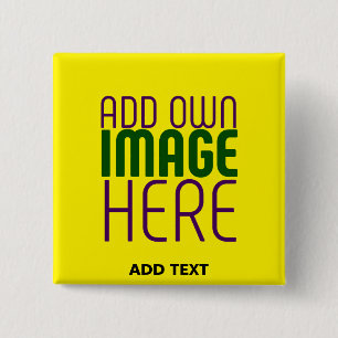 MODERN EDITABLE SIMPLE YELLOW IMAGE TEXT TEMPLATE 15 CM SQUARE BADGE