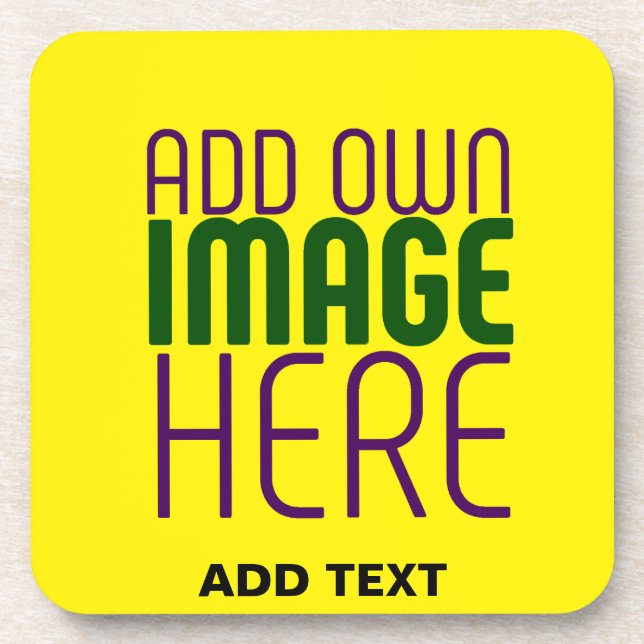 MODERN EDITABLE SIMPLE YELLOW IMAGE TEXT TEMPLATE COASTER (Front)