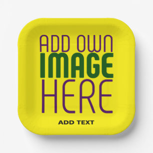 MODERN EDITABLE SIMPLE YELLOW IMAGE TEXT TEMPLATE PAPER PLATE