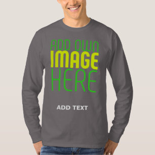 MODERN EDITABLE SMOKE GREY IMAGE TEXT TEMPLATE T-Shirt