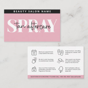 Modern Editable Sunless Spray Tan Aftercare Card