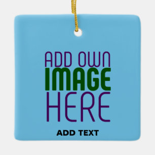  MODERN EDITABLE SWAG SKY BLUE IMAGE TEXT TEMPLATE CERAMIC ORNAMENT