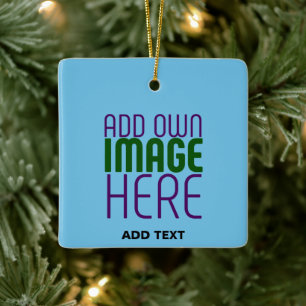 MODERN EDITABLE SWAG SKY BLUE IMAGE TEXT TEMPLATE CERAMIC ORNAMENT