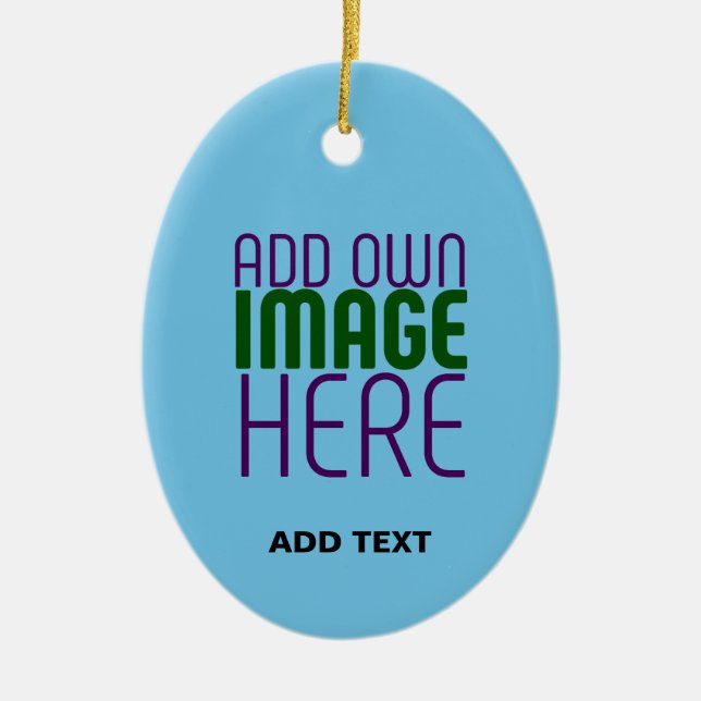 MODERN EDITABLE SWAG SKY BLUE IMAGE TEXT TEMPLATE CERAMIC TREE DECORATION (Front)