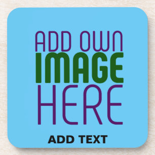 MODERN EDITABLE SWAG SKY BLUE IMAGE TEXT TEMPLATE COASTER