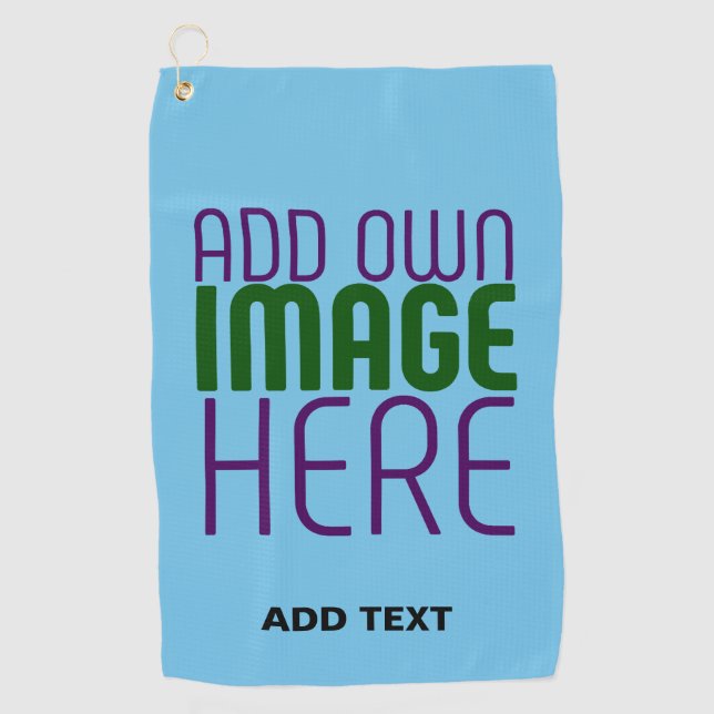 MODERN EDITABLE SWAG SKY BLUE IMAGE TEXT TEMPLATE GOLF TOWEL (Front)