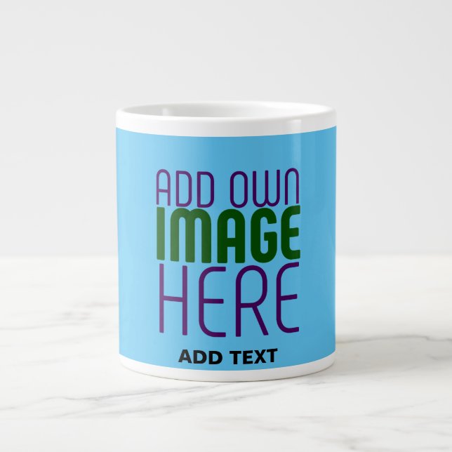 MODERN EDITABLE SWAG SKY BLUE IMAGE TEXT TEMPLATE LARGE COFFEE MUG (Front)