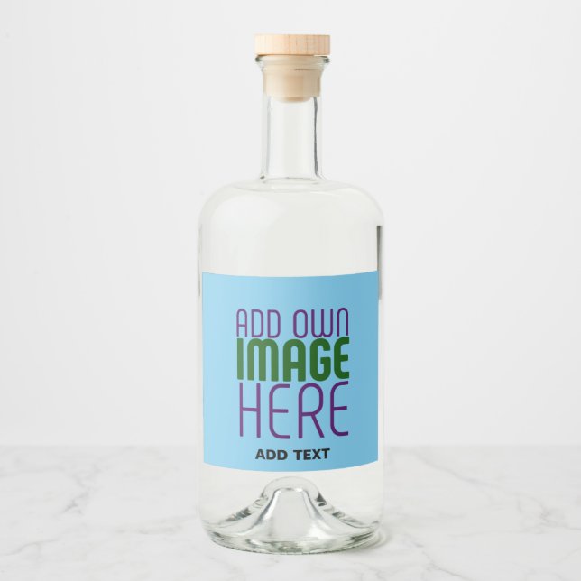 MODERN EDITABLE SWAG SKY BLUE IMAGE TEXT TEMPLATE LIQUOR BOTTLE LABEL (Front)