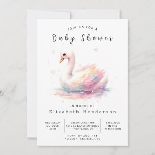 Modern Editable Swan Baby Shower Invitation