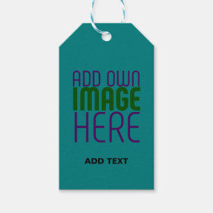 MODERN EDITABLE TEAL GREEN IMAGE TEXT TEMPLATE GIFT TAGS