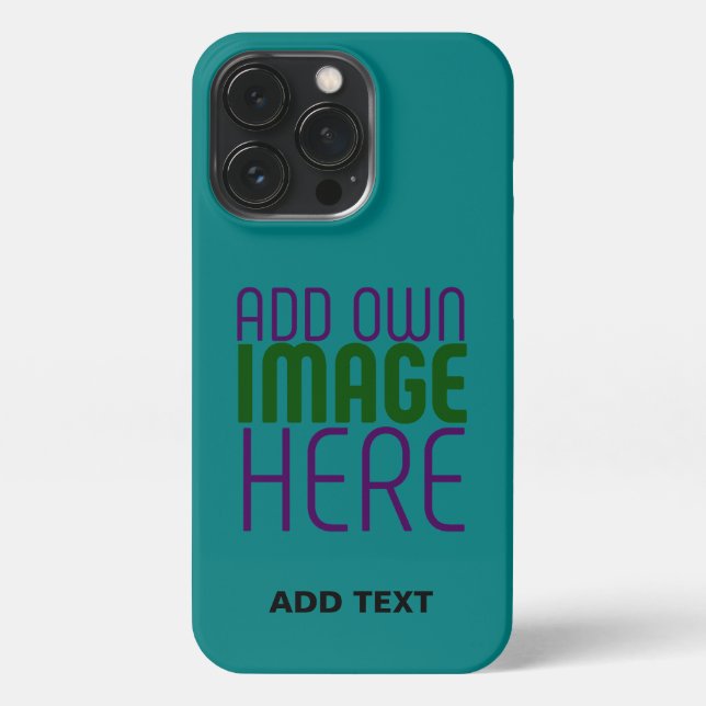 MODERN EDITABLE TEAL GREEN IMAGE TEXT TEMPLATE iPhone CASE (Back)