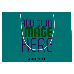 MODERN EDITABLE TEAL GREEN IMAGE TEXT TEMPLATE LARGE GIFT BAG