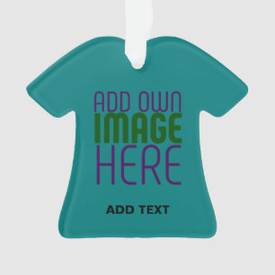 MODERN EDITABLE TEAL GREEN IMAGE TEXT TEMPLATE ORNAMENT