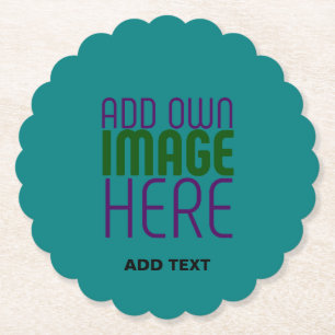 MODERN EDITABLE TEAL GREEN IMAGE TEXT TEMPLATE PAPER COASTER