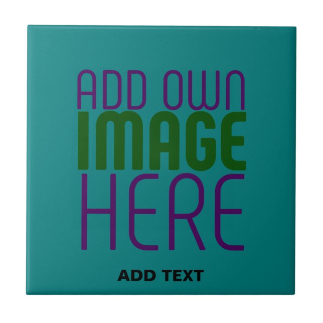  MODERN EDITABLE TEAL GREEN IMAGE TEXT TEMPLATE TILE (Front)
