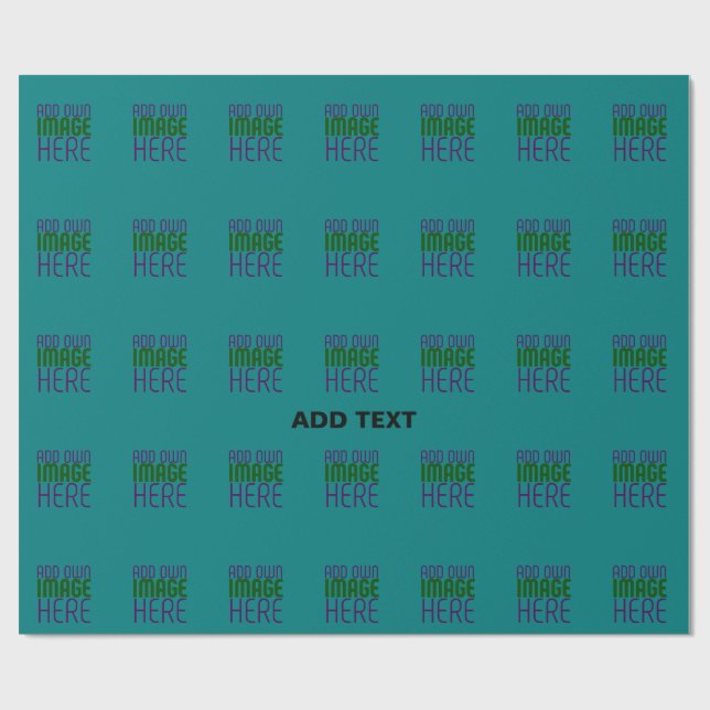 MODERN EDITABLE TEAL GREEN IMAGE TEXT TEMPLATE WRAPPING PAPER (Flat)