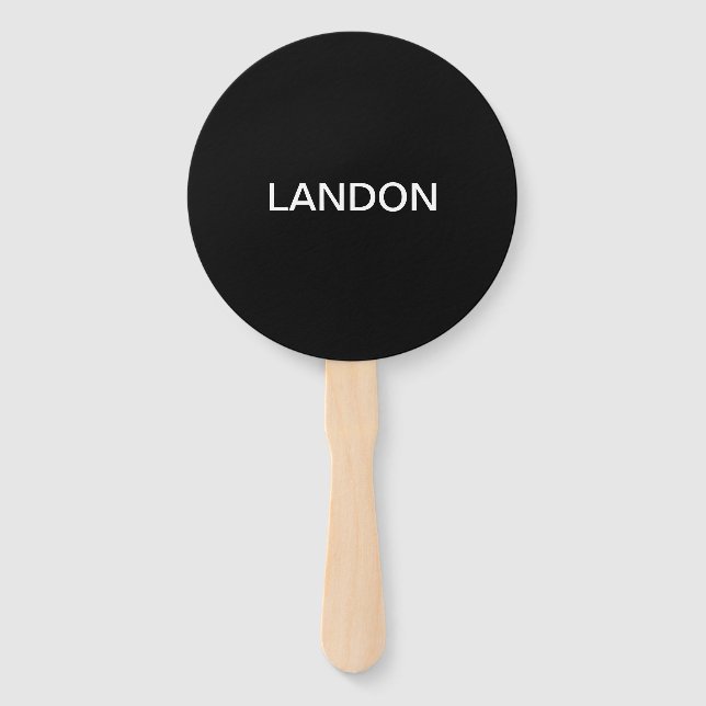 Modern Editable Text | Black & White Hand Fan (Front)