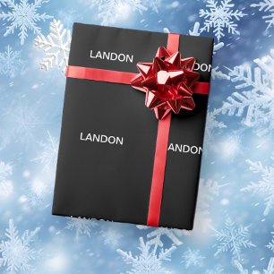 Modern Editable Text Black & White Wrapping Paper