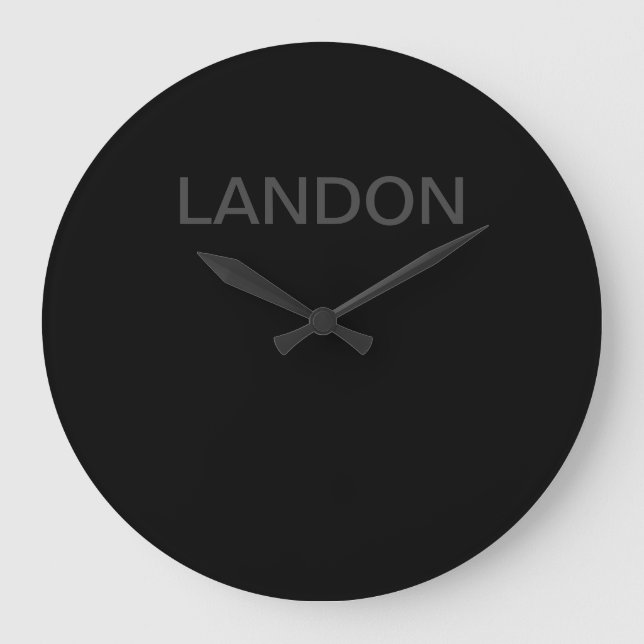 Modern Editable Text | Dark Grey & Black Large Clock (Front)