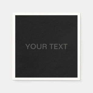 Modern Editable Text Dark Grey & Black Napkin