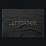 Modern Editable Text | Dark Grey & Black Tea Towel<br><div class="desc">Editable Minimalist look,  edit as you like!</div>