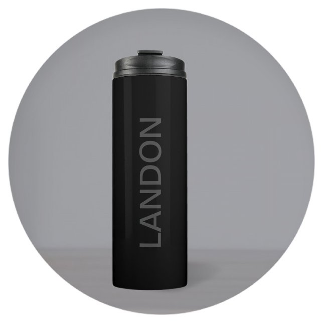 Modern Editable Text | Dark Grey & Black Thermal Tumbler (Creator Uploaded)