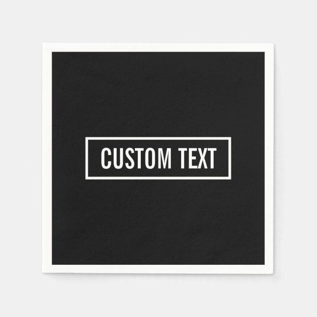 Modern Editable Text in White Logo Style Frame Napkin (Front)