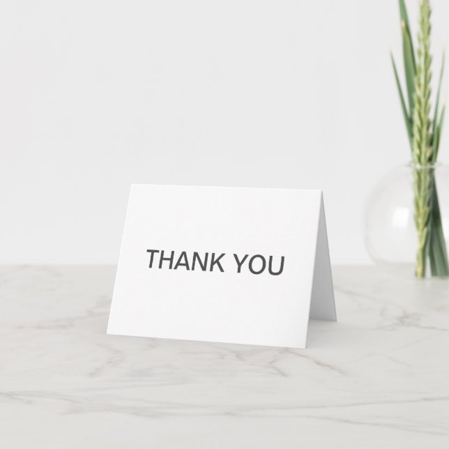 Modern Editable Text | White & Dark Grey Thank You Card (Front)