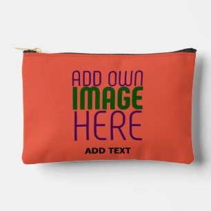 MODERN EDITABLE TOMATO RED IMAGE TEXT TEMPLATE ACCESSORY POUCH