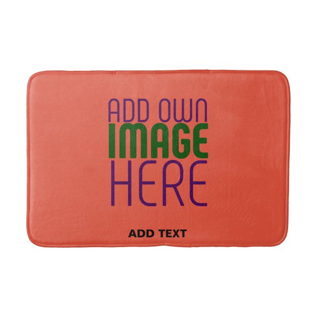 MODERN EDITABLE TOMATO RED IMAGE TEXT TEMPLATE BATH MAT (Front)