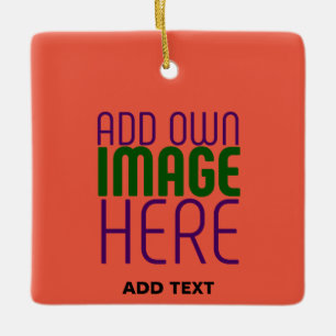 MODERN EDITABLE TOMATO RED IMAGE TEXT TEMPLATE CERAMIC ORNAMENT