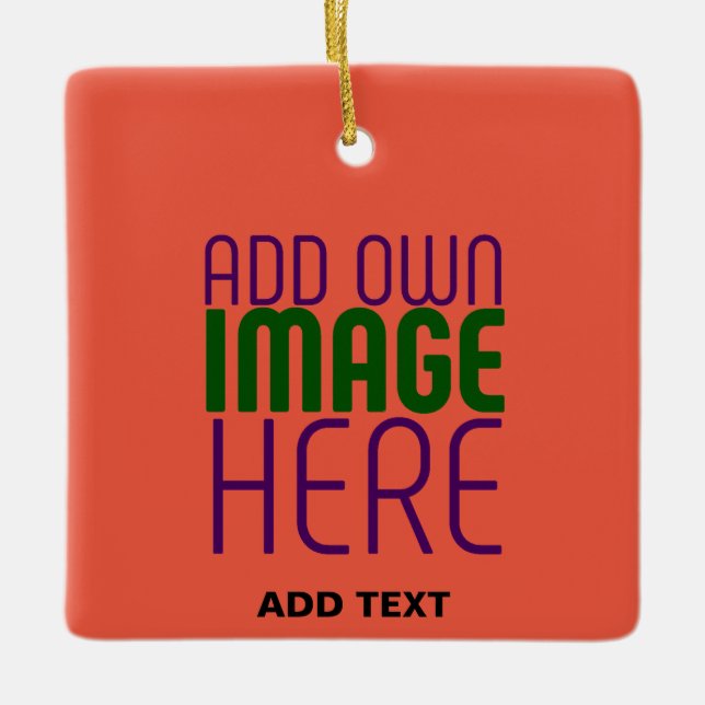  MODERN EDITABLE TOMATO RED IMAGE TEXT TEMPLATE CERAMIC ORNAMENT (Front)
