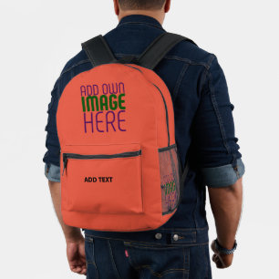 MODERN EDITABLE TOMATO RED IMAGE TEXT TEMPLATE PRINTED BACKPACK