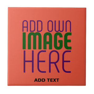 MODERN EDITABLE TOMATO RED IMAGE TEXT TEMPLATE TILE