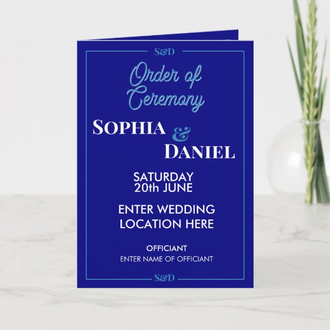 Modern Editable Wedding Order of Ceremony Programme (Front)