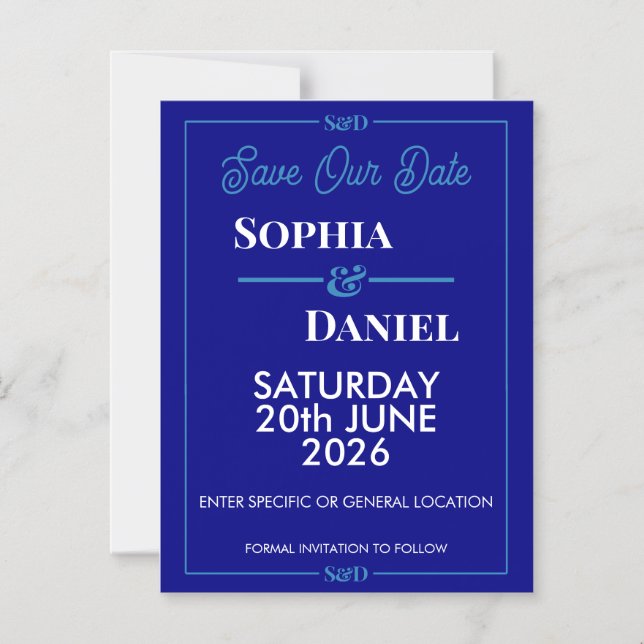 Modern Editable Wedding Save The Date Card (Front)