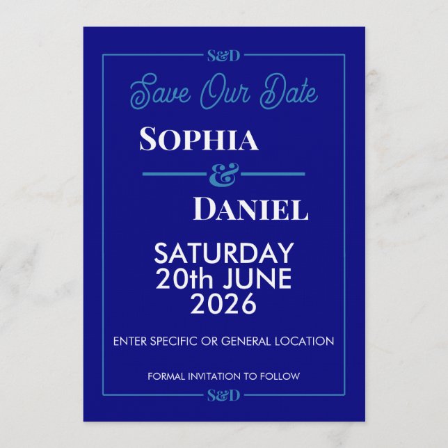 Modern Editable Wedding Save The Date Card (Front)