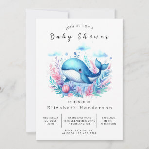 Modern Editable Whale Baby Shower Invitation
