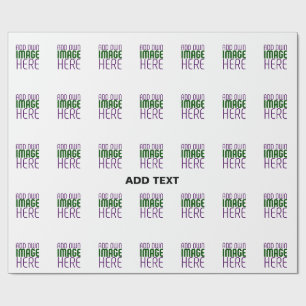 MODERN EDITABLE WHITE IMAGE TEXT TEMPLATE MATTE WRAPPING PAPER
