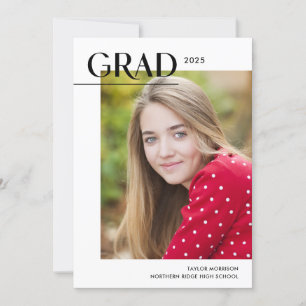 Modern Editorial 2025 Grad 1-Photo Graduation Invitation