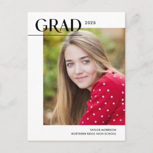 Modern Editorial 2025 Grad 1-Photo Graduation Postcard