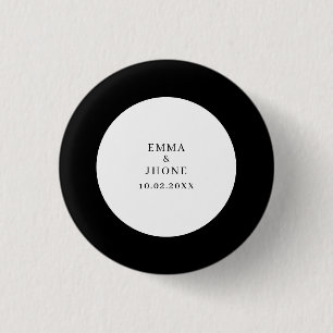 Modern Editorial Black White Wedding 3 Cm Round Badge