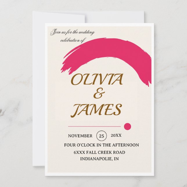Modern Editorial Electric Fuchsia Arch Invitation (Front)