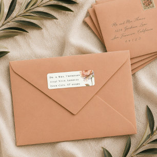 Modern Editorial Peach Botanical Peony Minimalist Label